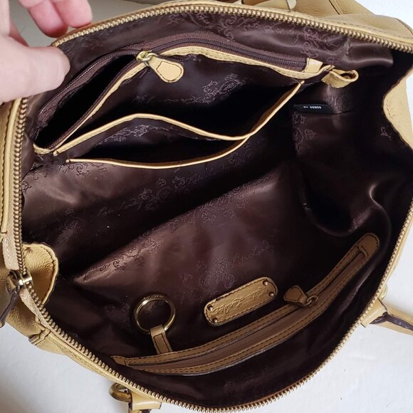 Leather KATE LANDRY Handbag Logo Metal detail Straw Yellow - Picture 12 of 16